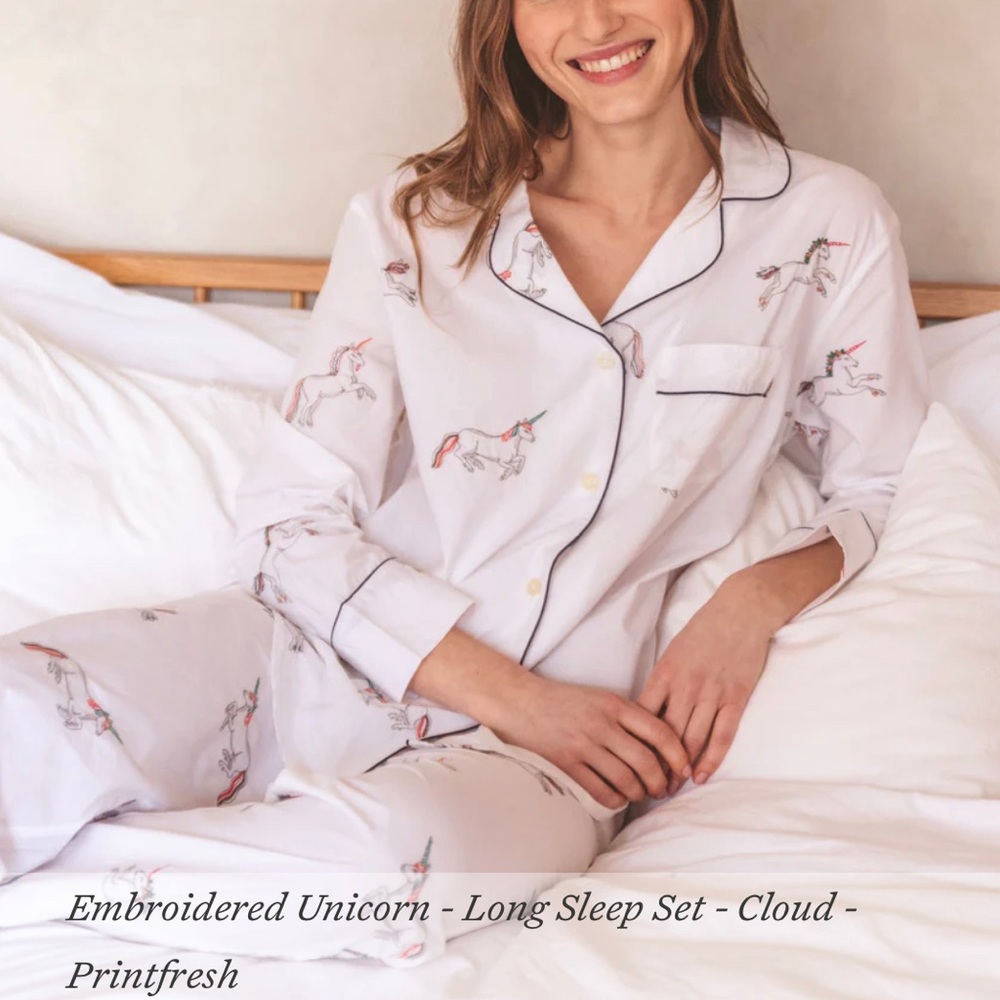 NWT Printfresh long sleeved pajama set - pants and top - embroidered unicorn